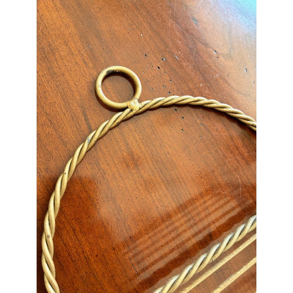 Vintage Hollywood Regency 3 Tier Gold Metal Twisted Rope Wall Shelf Homco Gold - Picture 4 of 5